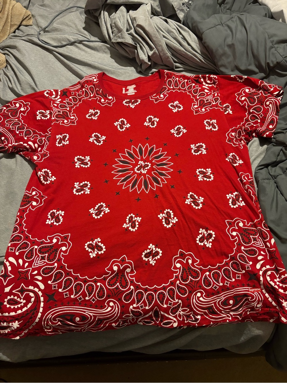 Supreme Red/Black Bandana-Print blk size XXL Red XL Web Shirt XL